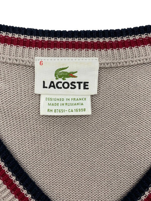 Khaki Lacoste V-neck Jumper Men's Medium