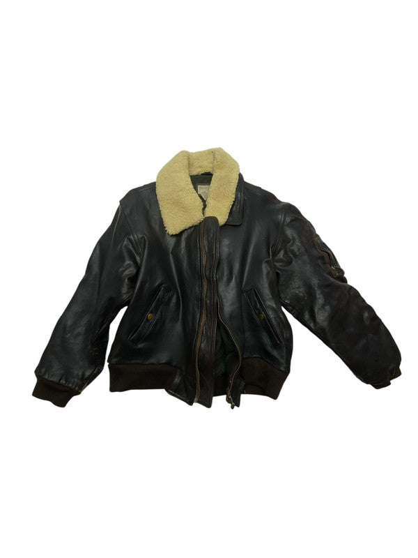 Black Leather Banana Republic Bomber Jacket Men's XS
