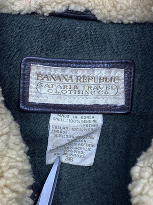 Black Leather Banana Republic Bomber Jacket Men's XS