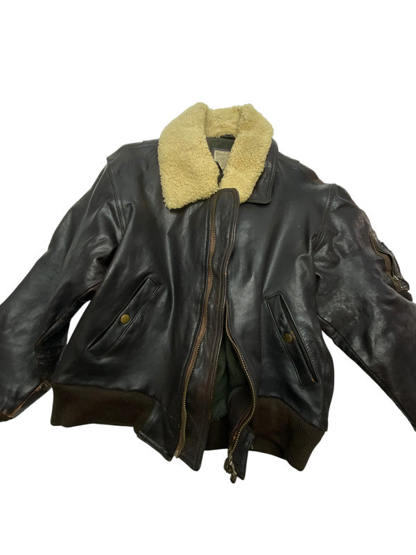 Black Leather Banana Republic Bomber Jacket Men's XS