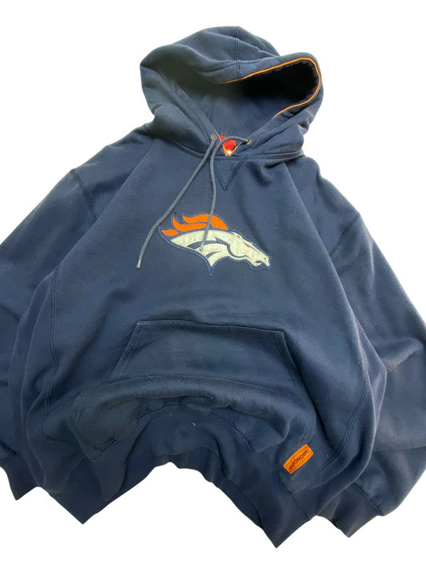 Navy NFL Broncos Logo Hoodie Men's Large