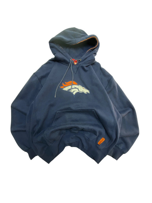Navy NFL Broncos Logo Hoodie Men's Large