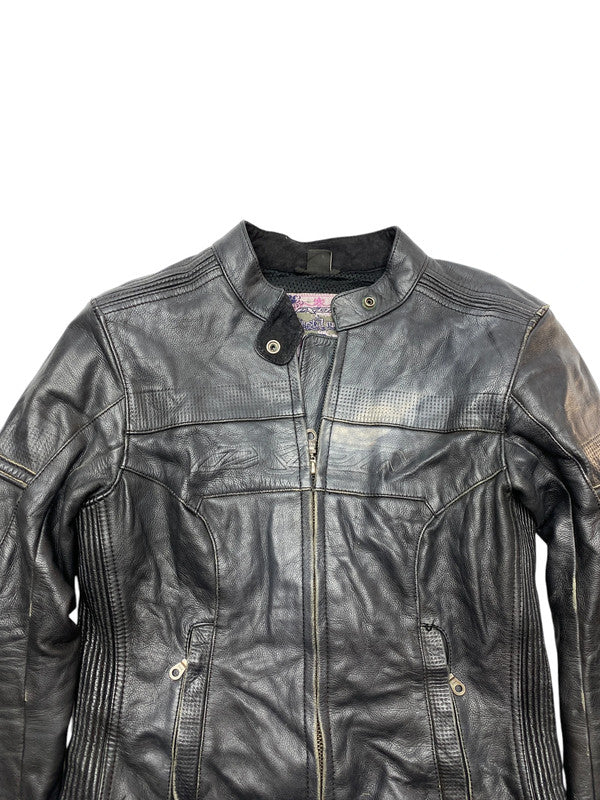 Black Leather Racer Jacket Women's Small