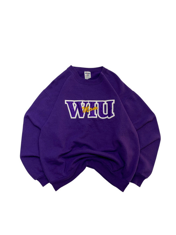 Purple Jerzees Badge Sweatshirt Men's Medium