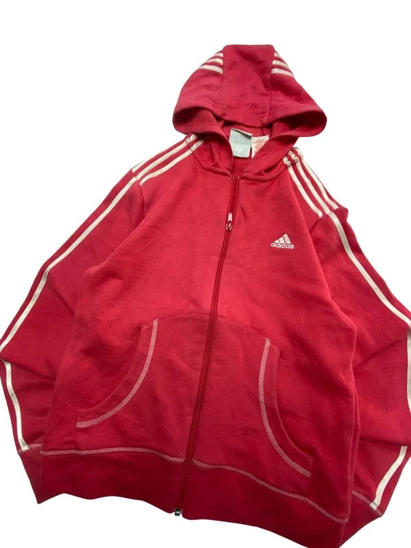 00s Red Adidas Zip-through Hoodie Men's XS