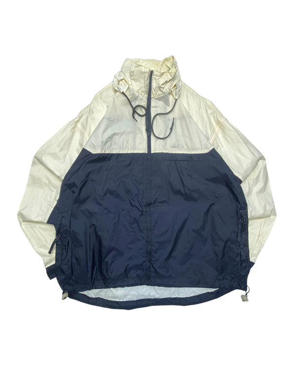 90s Cream-Navy Adidas Windbreaker Men's XL