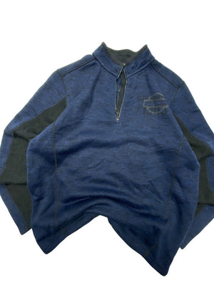 Navy Harley Davidson Half-zip Sweatshirt Men's Large