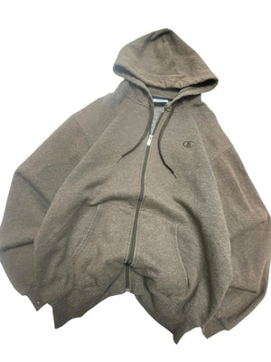 Brown Champion Zip-through Hoodie Men's Large