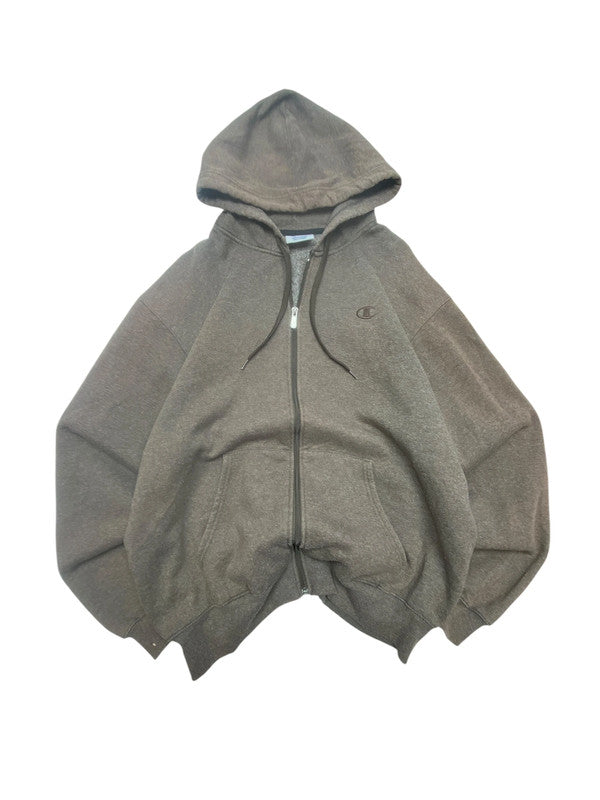 Brown Champion Zip-through Hoodie Men's Large