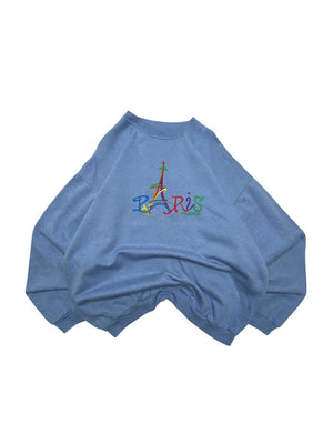 Blue Embroidery Sweatshirt Men's Large