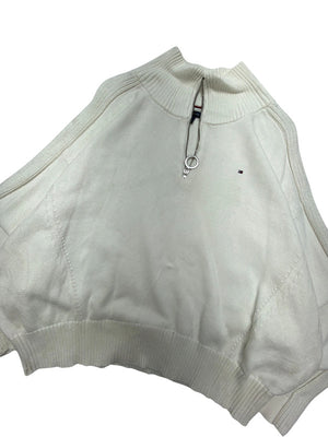 White Tommy Hilfiger Half-zip Jumoer Men's Medium