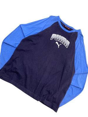 Navy Puma Logo Long-sleeved T-shirt Women's XXL