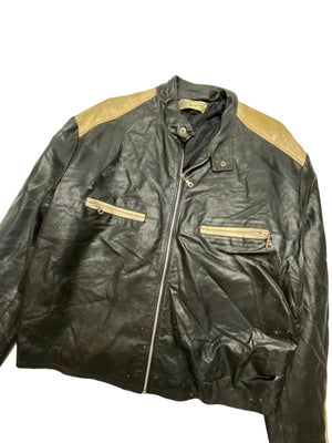 Black leather biker jacket men's medium