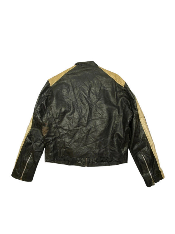 Black leather biker jacket men's medium