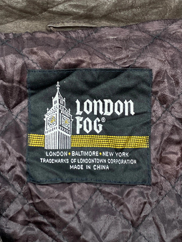 Brown leather london fog bomber jacket men's xl