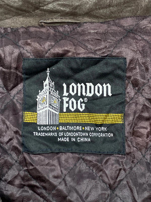 Brown leather london fog bomber jacket men's xl