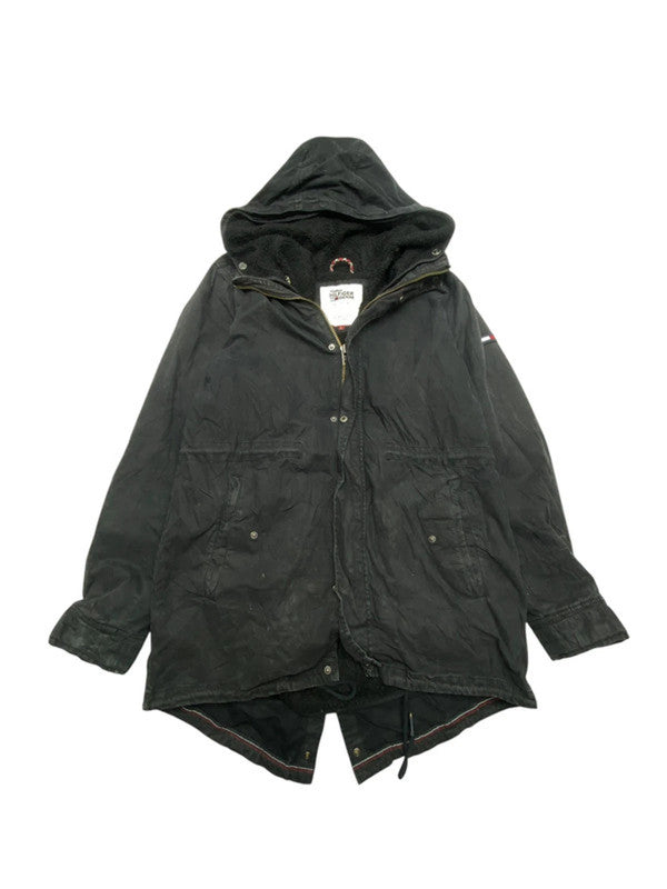 Black tommy hilfiger denim parka men's large