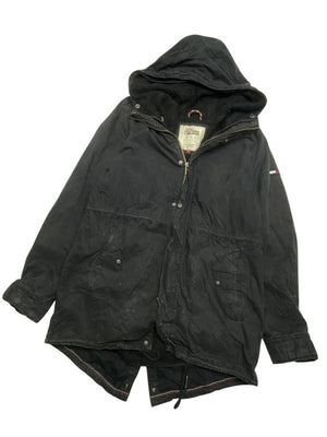 Black tommy hilfiger denim parka men's large