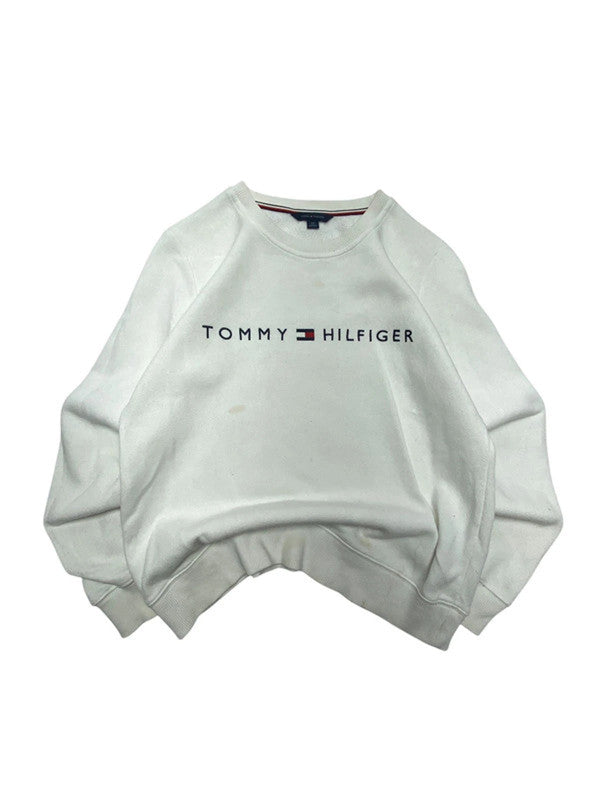 White tommy hilfiger embroidery sweatshirt men's small