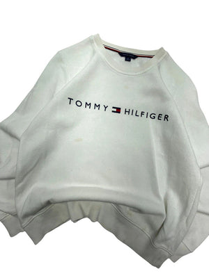 White tommy hilfiger embroidery sweatshirt men's small