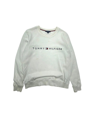 White tommy hilfiger embroidery sweatshirt men's small