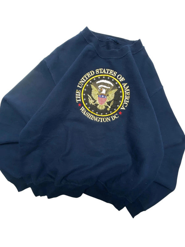 Navy Embroidery Sweatshirt Men's Small
