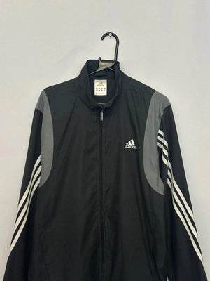 Adidas Black & Grey 3-Stripes Windbreaker Jacket (Men’s XL / 42–44)