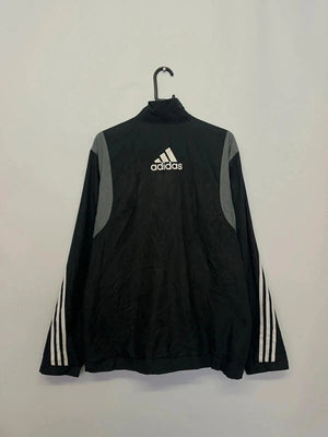 Adidas Black & Grey 3-Stripes Windbreaker Jacket (Men’s XL / 42–44)