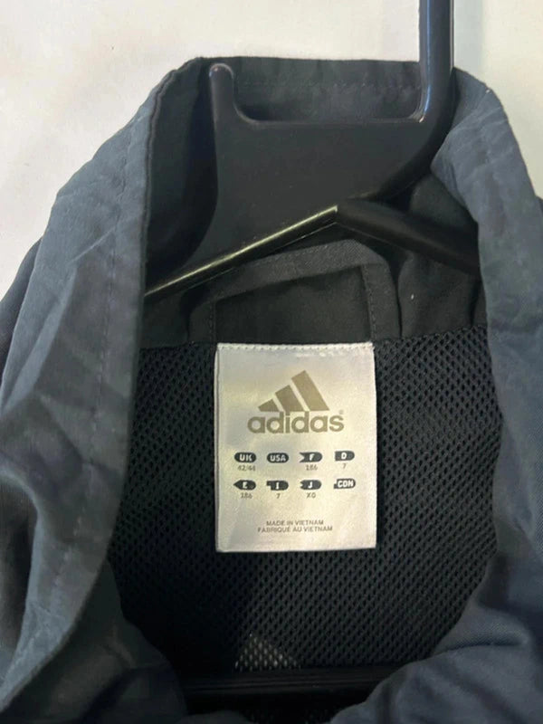 Adidas Black & Grey 3-Stripes Windbreaker Jacket (Men’s XL / 42–44)