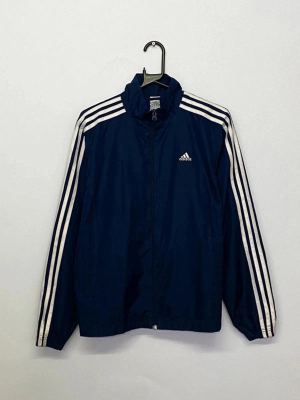 Adidas Navy Full-Zip Track Jacket with 3-Stripes – Size L (UK 18)