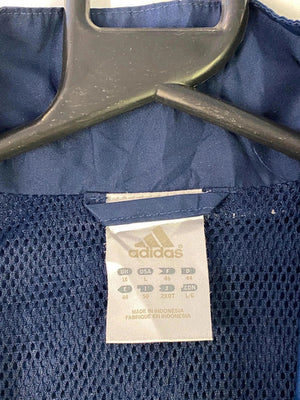 Adidas Navy Full-Zip Track Jacket with 3-Stripes – Size L (UK 18)