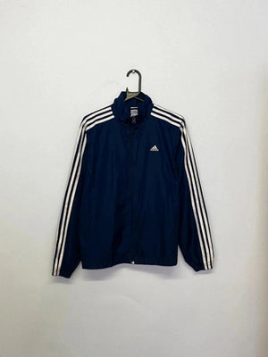 Adidas Navy Full-Zip Track Jacket with 3-Stripes – Size L (UK 18)