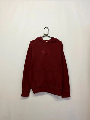 Levi’s Burgundy Embroidered Logo Hoodie – Size S, Vintage Wash Style