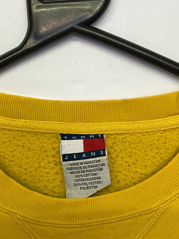 Tommy Jeans "Hilfiger Denim" Yellow Sweatshirt – Size M, Vintage Style Logo