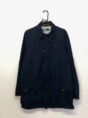 Polo Ralph Lauren Navy Waxed Jacket – Size M – Barbour Style