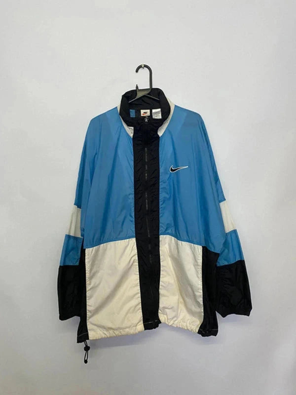 Vintage Nike Windbreaker Jacket – Blue/Black/Cream – Men’s XXL – Made in Malaysia