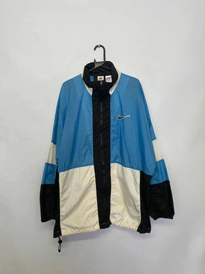 Vintage Nike Windbreaker Jacket – Blue/Black/Cream – Men’s XXL – Made in Malaysia