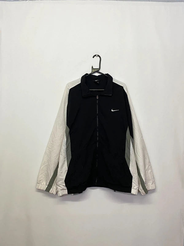Vintage Nike Black & White Full-Zip Track Jacket – Size XXL