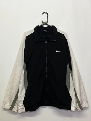 Vintage Nike Black & White Full-Zip Track Jacket – Size XXL