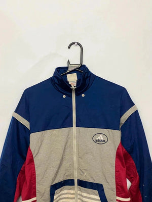 Vintage Adidas Full-Zip Jacket – Red/Grey/Navy – Size XL – Retro Style