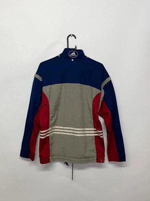Vintage Adidas Full-Zip Jacket – Red/Grey/Navy – Size XL – Retro Style