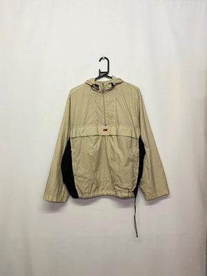Vintage Nike Half-Zip Windbreaker Jacket Beige/Black (Size S)