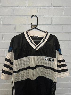 Adidas Originals Mesh Football Jersey Shirt Black White Blue D8
