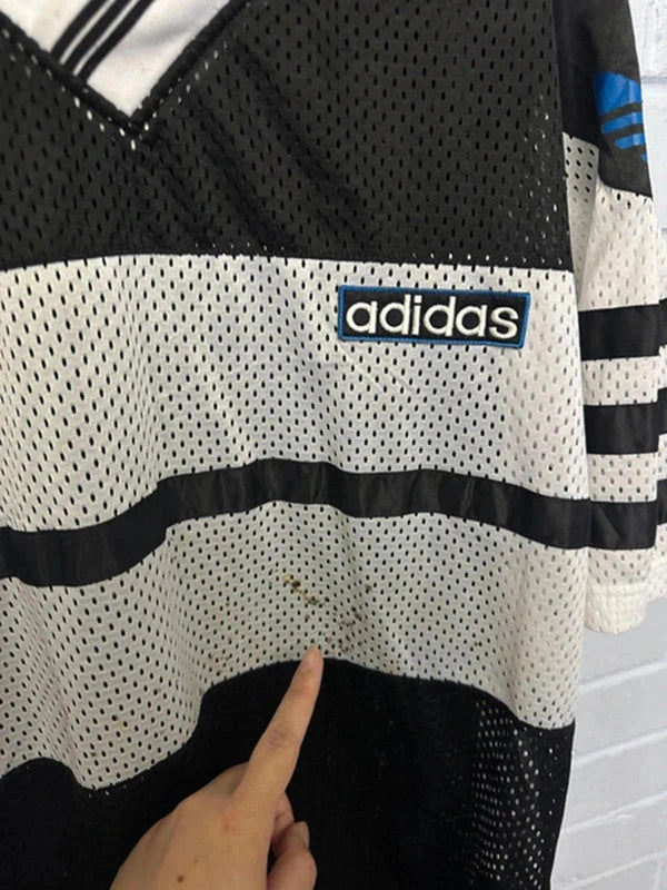 Adidas Originals Mesh Football Jersey Shirt Black White Blue D8