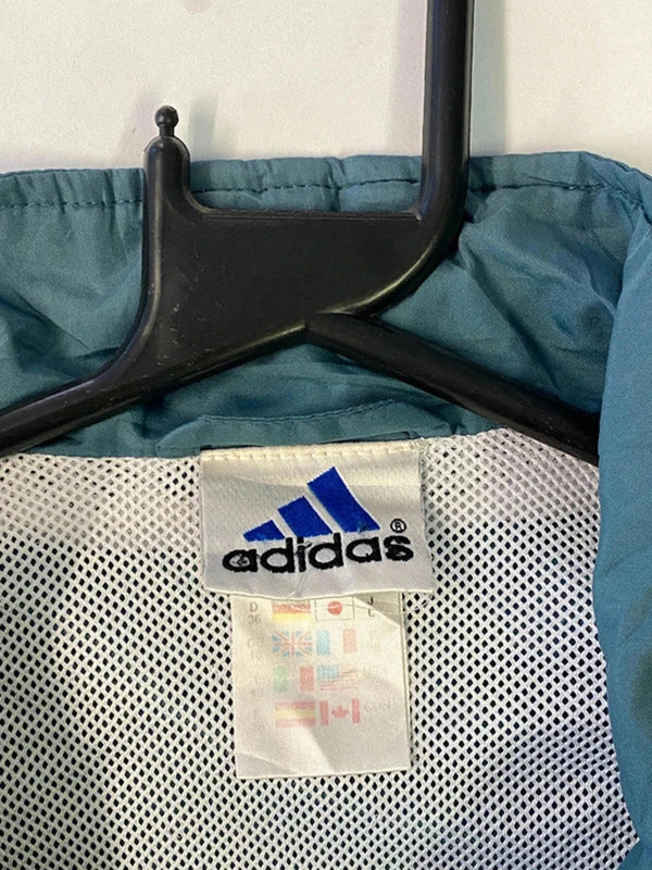 Vintage Adidas Teal & White Lightweight Windbreaker Jacket