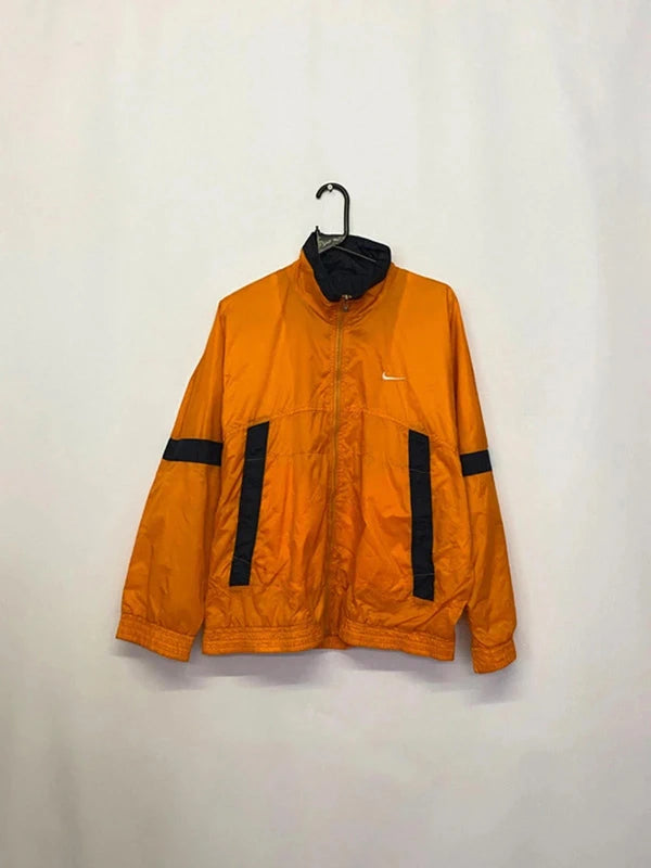 🧥 Vintage Nike Orange & Black Full-Zip Windbreaker Jacket