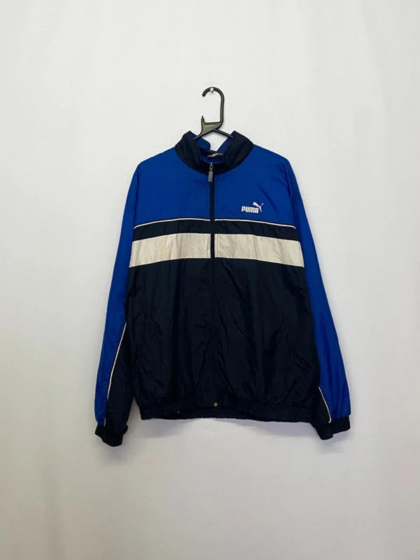 Vintage Puma Blue Colourblock Windbreaker Jacket – Size L