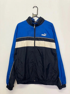 Vintage Puma Blue Colourblock Windbreaker Jacket – Size L