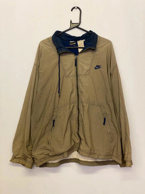 Vintage Nike Beige & Navy Windbreaker Jacket – Old Tag – Size Unknown (Fits L)