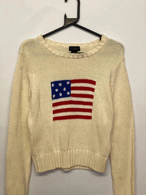 Vintage Cream USA Flag Knit Sweater – One Step Up (Size S/M)